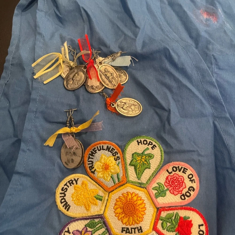 Little Flowers Girl’s Club Blue Vest with‎ Colorful Patches